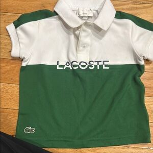Lacoste Green and White Polo Shirt with Classic Design